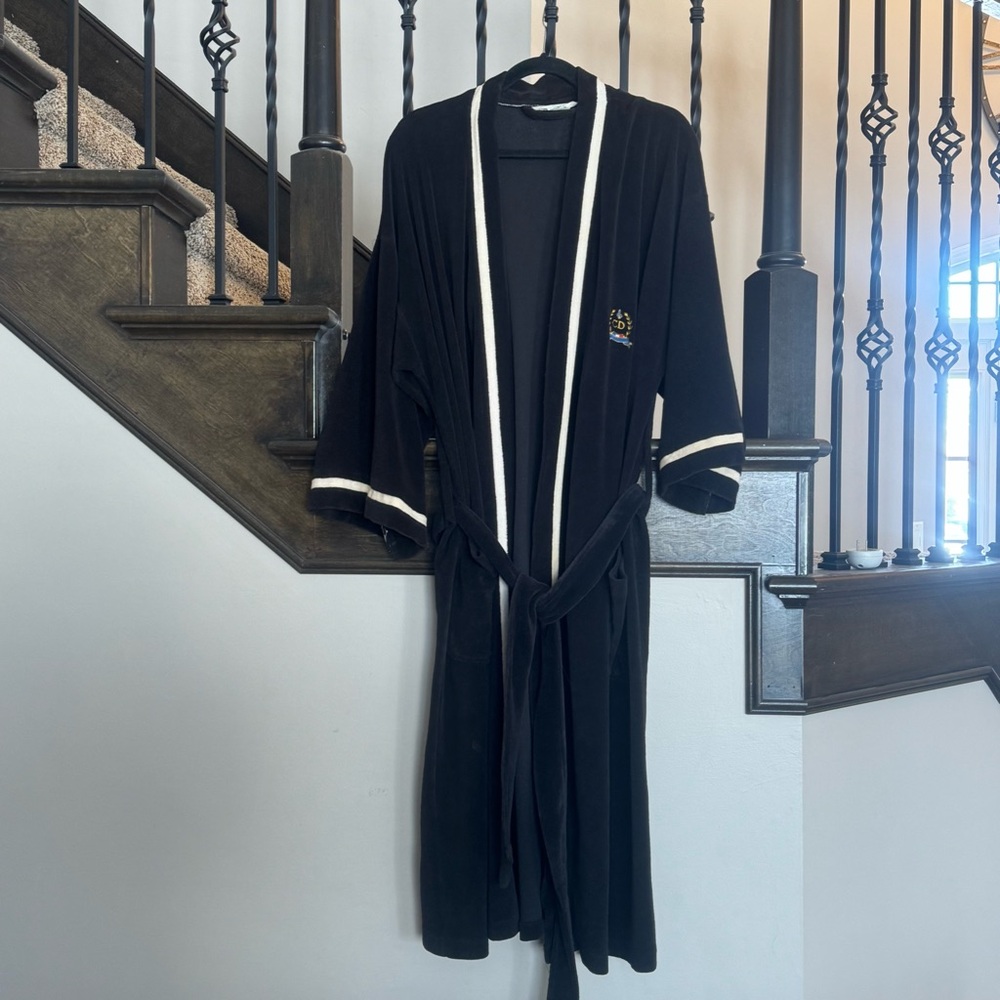 Christian Dior Monsieur Vintage‎ Terry Robe CD Crest Black One Size